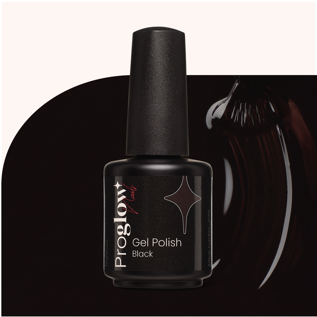 Flacon de vernis semi-permanent noir intense brillant