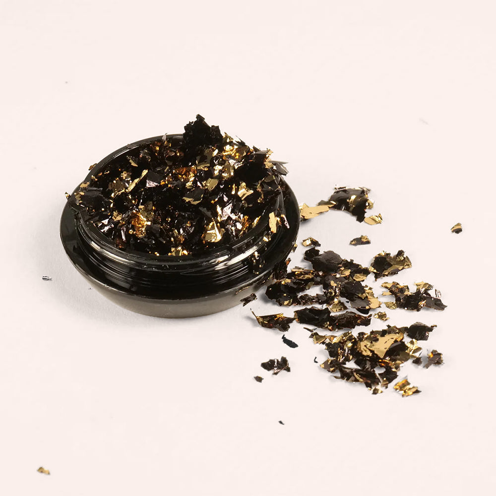 Nail Art Foil Flakes Black Gold