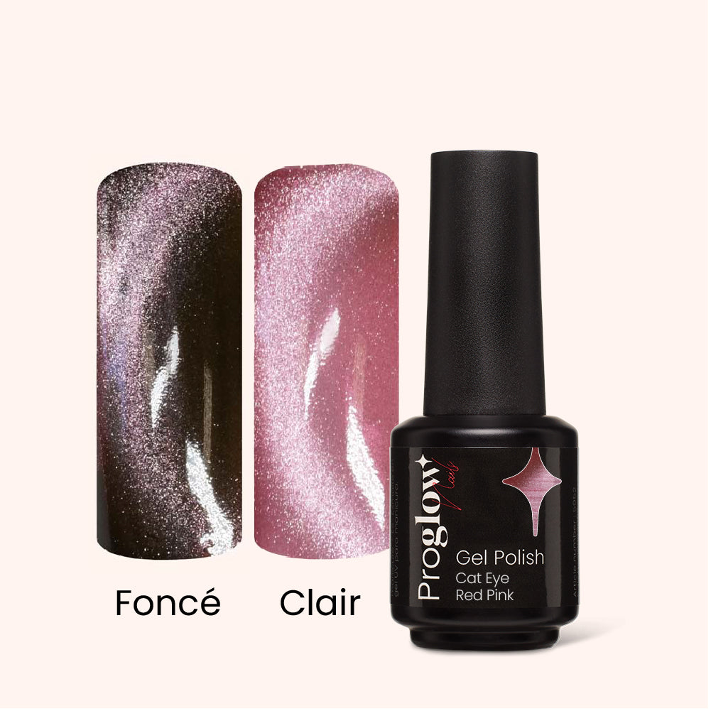 Gel Polish Crystal Cat Eye Red Pink