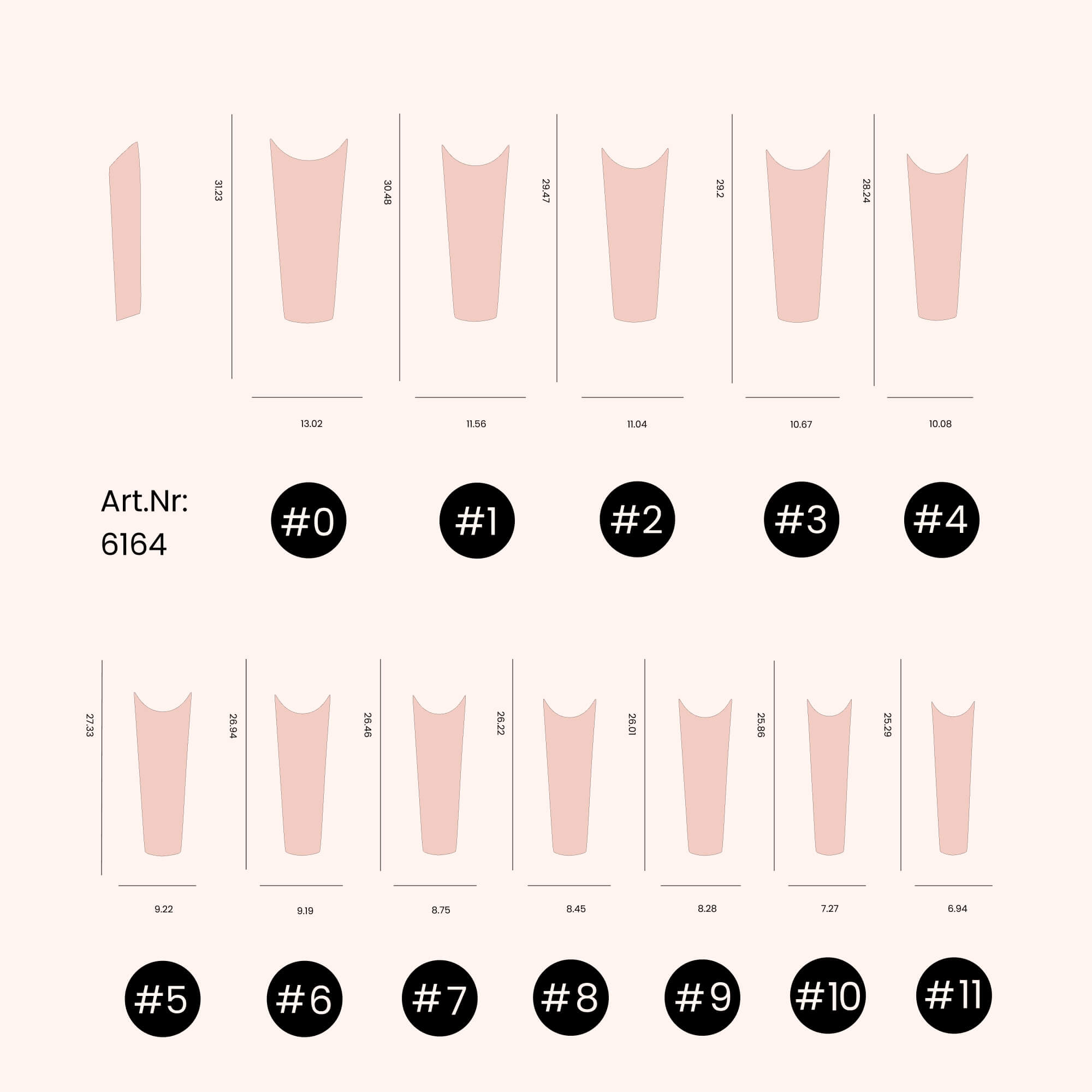 Nail Tips C-Curve Coffin natural 500 pcs