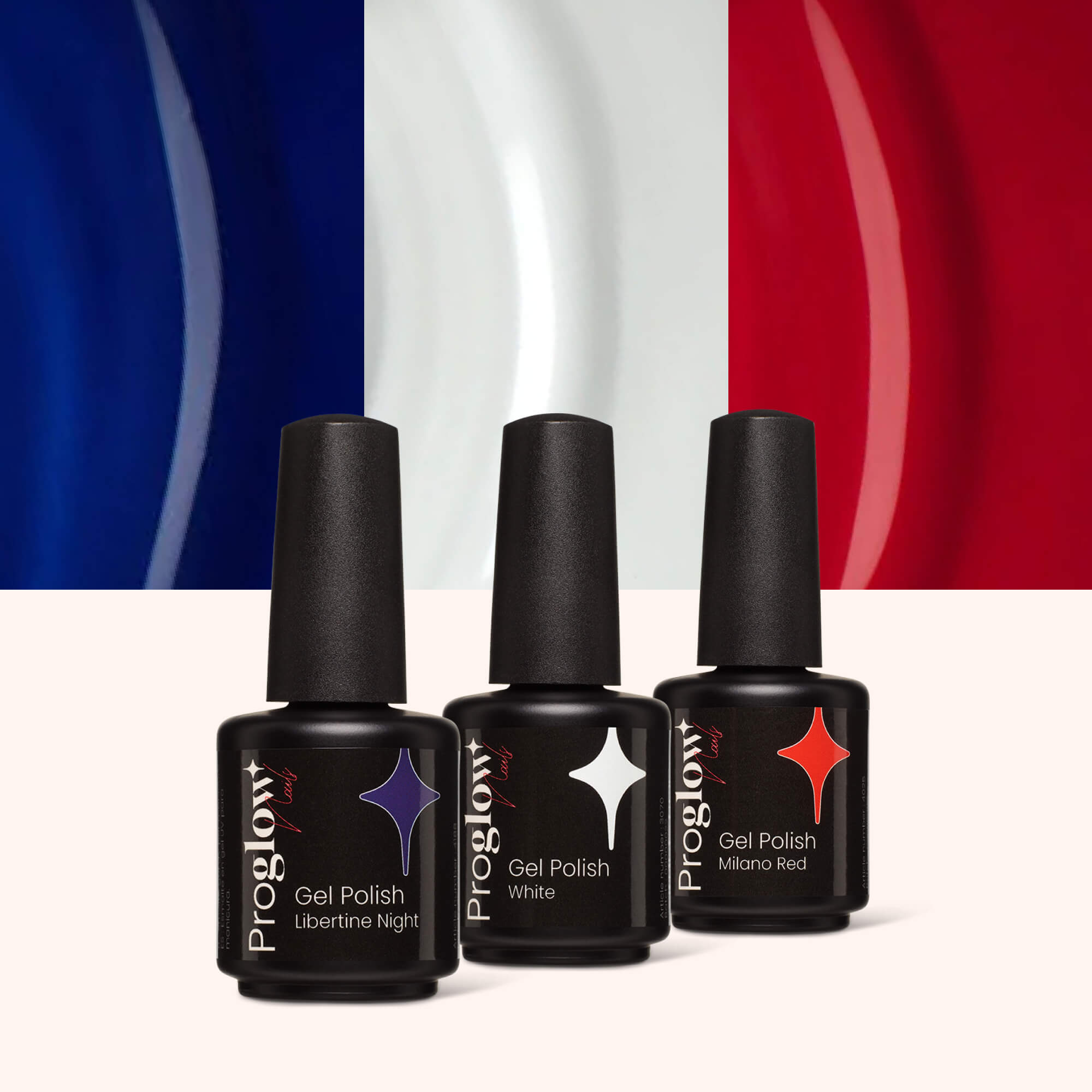 Vernis semi Permanent aux couleurs de la France bleu blanc rouge
