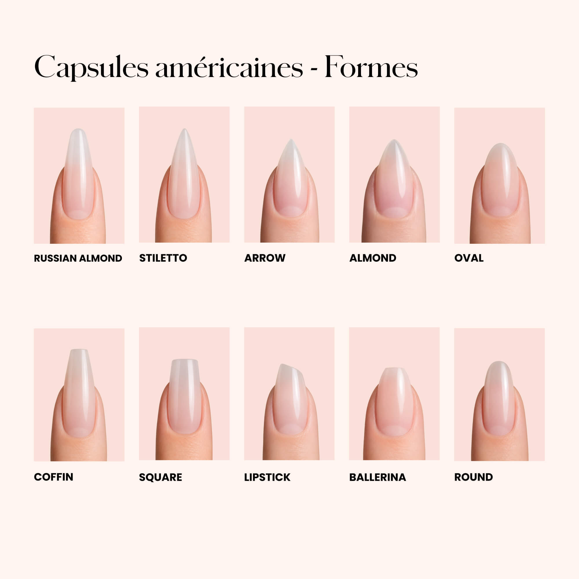 Soft Gel Nail Tips Square Shape (pose américaine) 500 en coffret