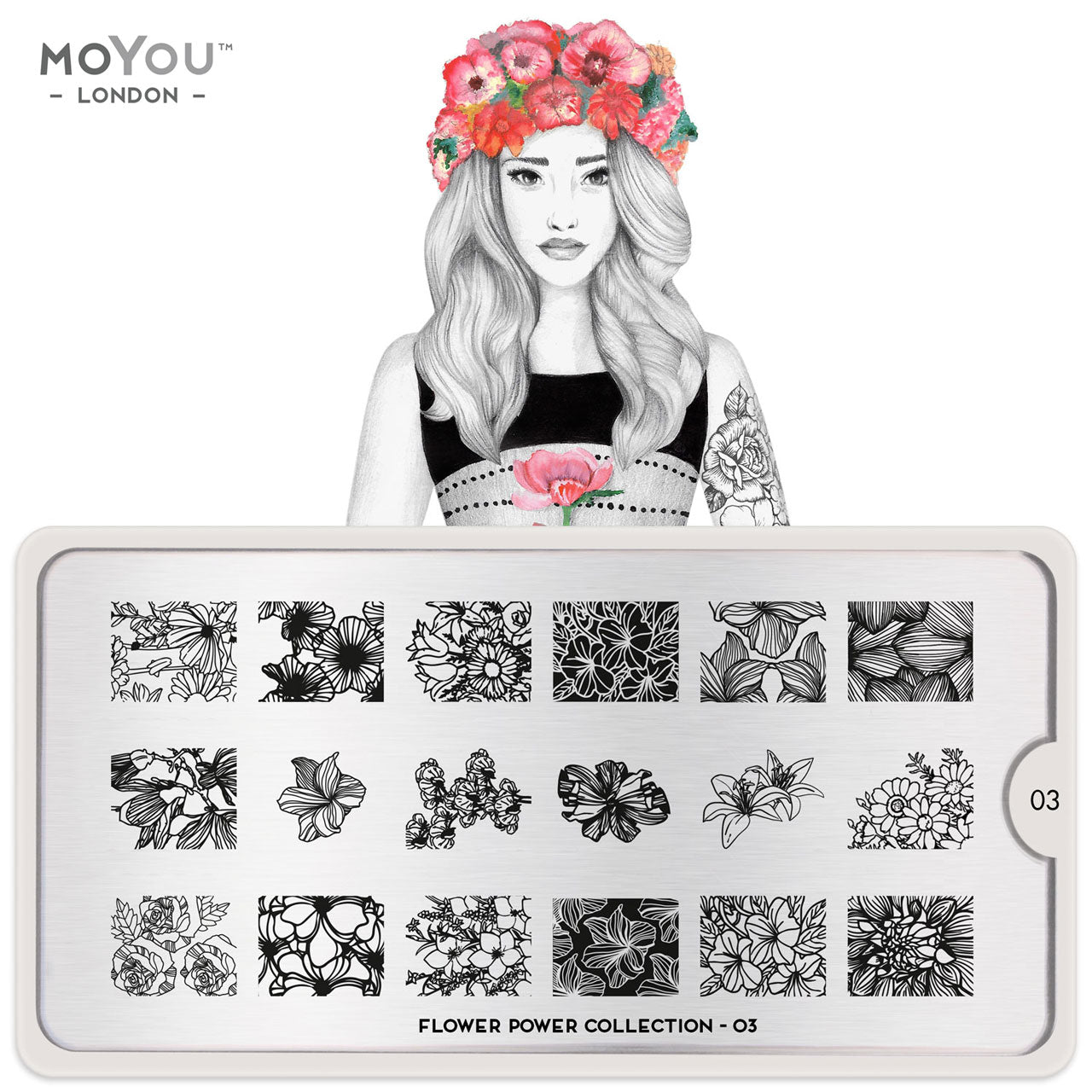 Plaque Stamping Flower Power 03 - MoYou London