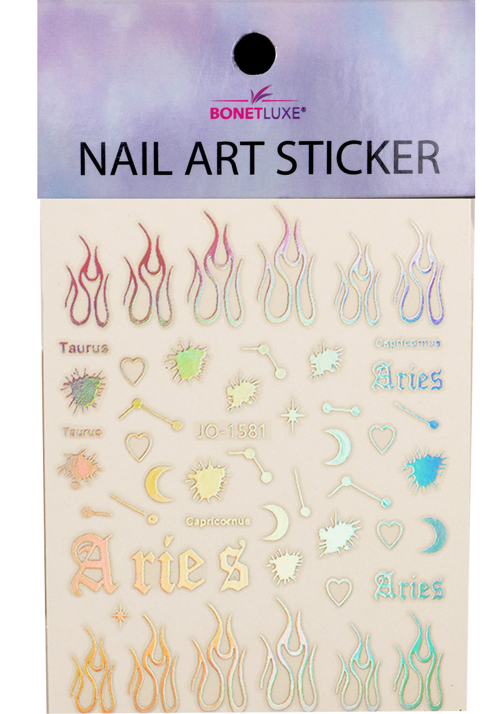 Nail Sticker Flame Silver