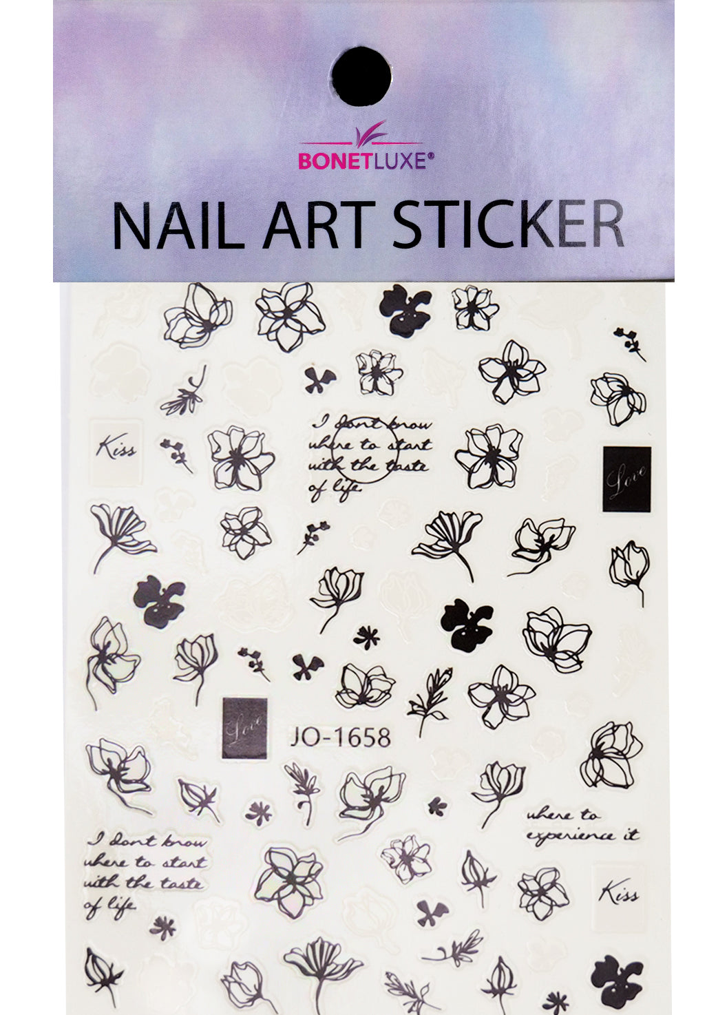 Nail Sticker Black Flowers